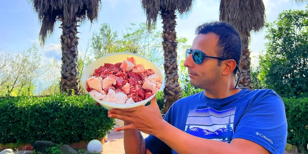 طرز تهیه کباب چنجه صفر تا صد + فیلم در طبیعت