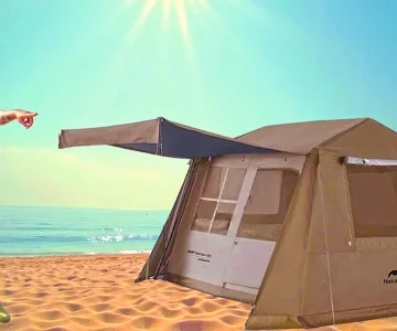 ⛺ بررسی کامل چادر نیچرهایک Village 6 تجربه آنباکس و نصب در کنار دریا